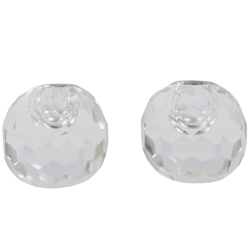 Set of Vintage Round Cut Crystal Faceted Candleholders