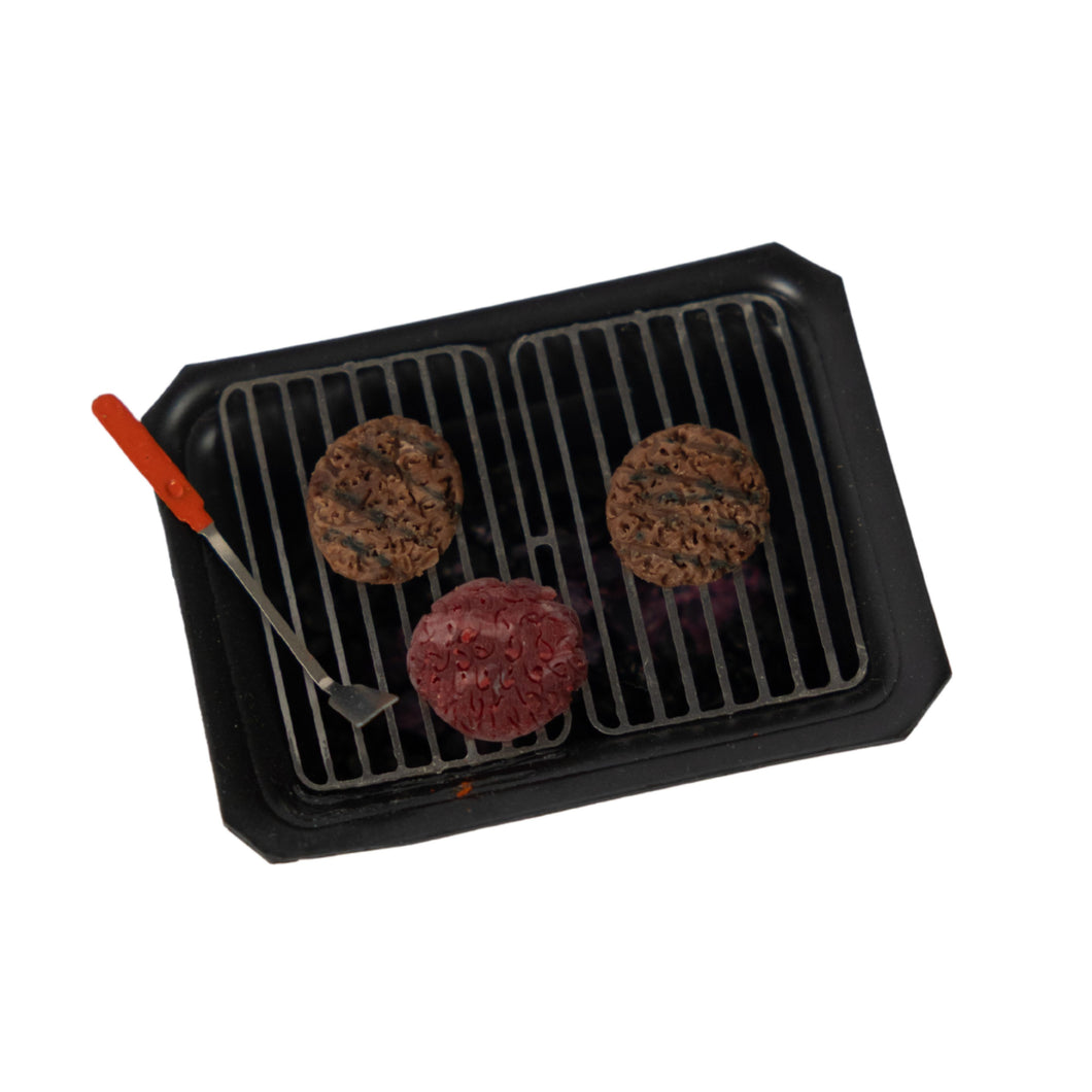 Miniature Charcoal Grill with Burgers