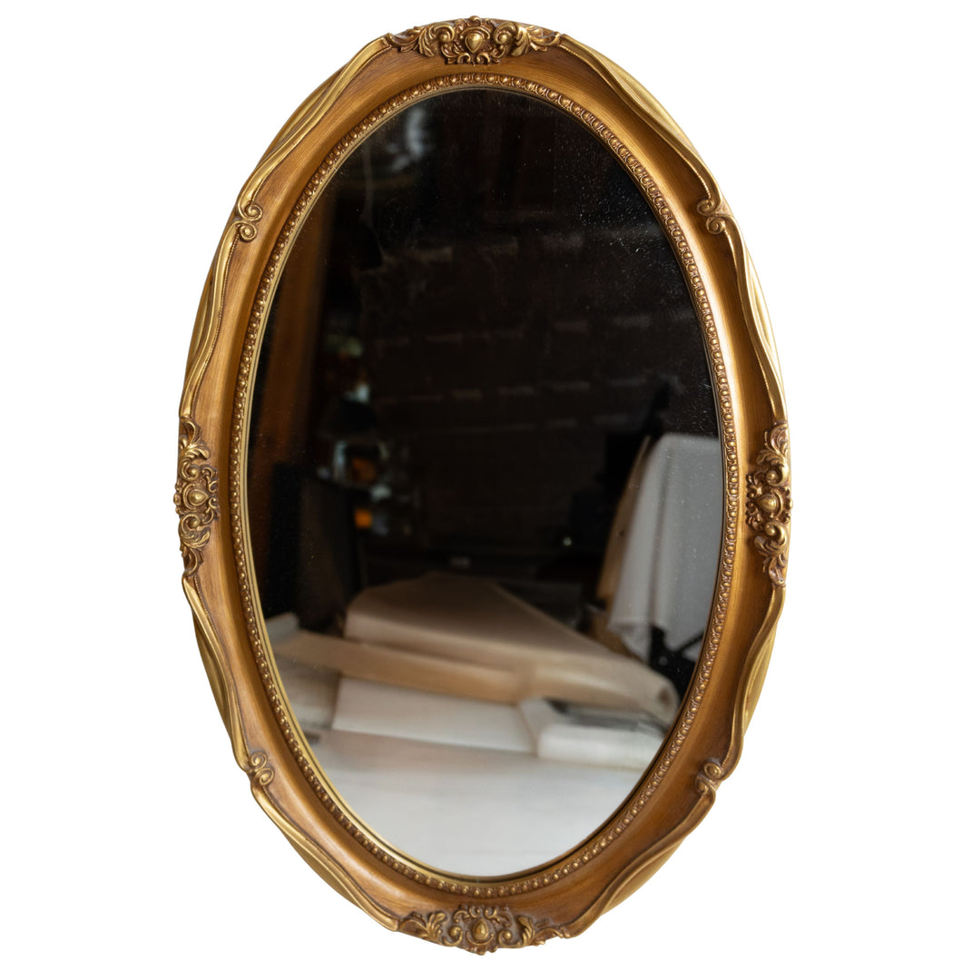 Vintage-Style Ornate Gold Oval Mirror
