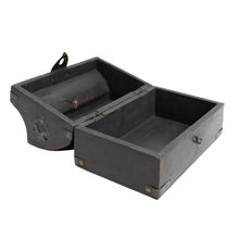 Load image into Gallery viewer, Primitive Vintage Black Wooden Lockbox
