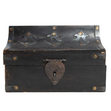 Load image into Gallery viewer, Primitive Vintage Black Wooden Lockbox
