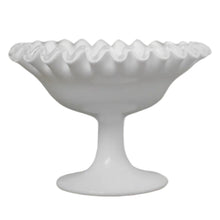 Load image into Gallery viewer, Milk Glass Ruffle Pedestal Bowl
