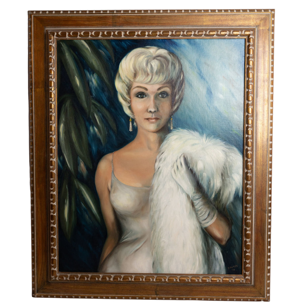 Original 1966 Portrait Painting by D. Haines – Framed in Belgium