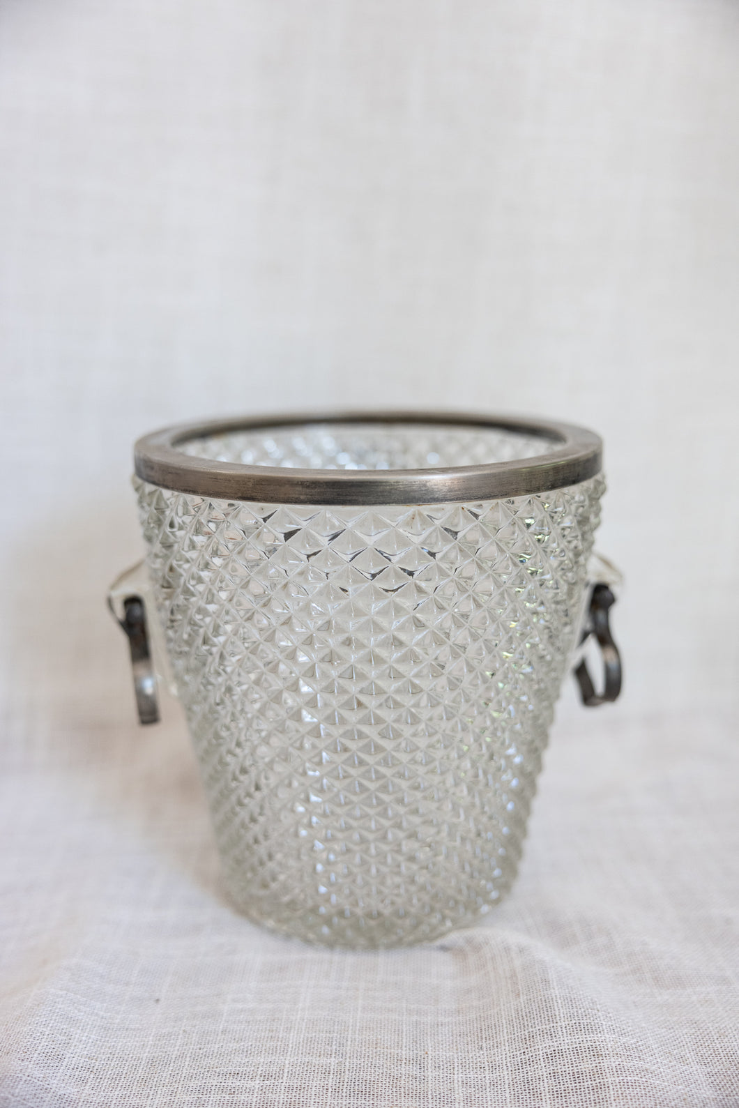 Large English Glass and Silver Plate Ice or Champagne Bucket