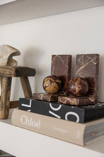 Load image into Gallery viewer, Mid-Century Marble Sphere Bookends | Architectural Stone Pair
