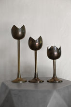 Load image into Gallery viewer, 3 Piece Vintage Brass Candle Holders
